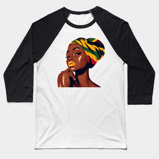 Black Woman Afrocentric Baseball T-Shirt by Graceful Designs